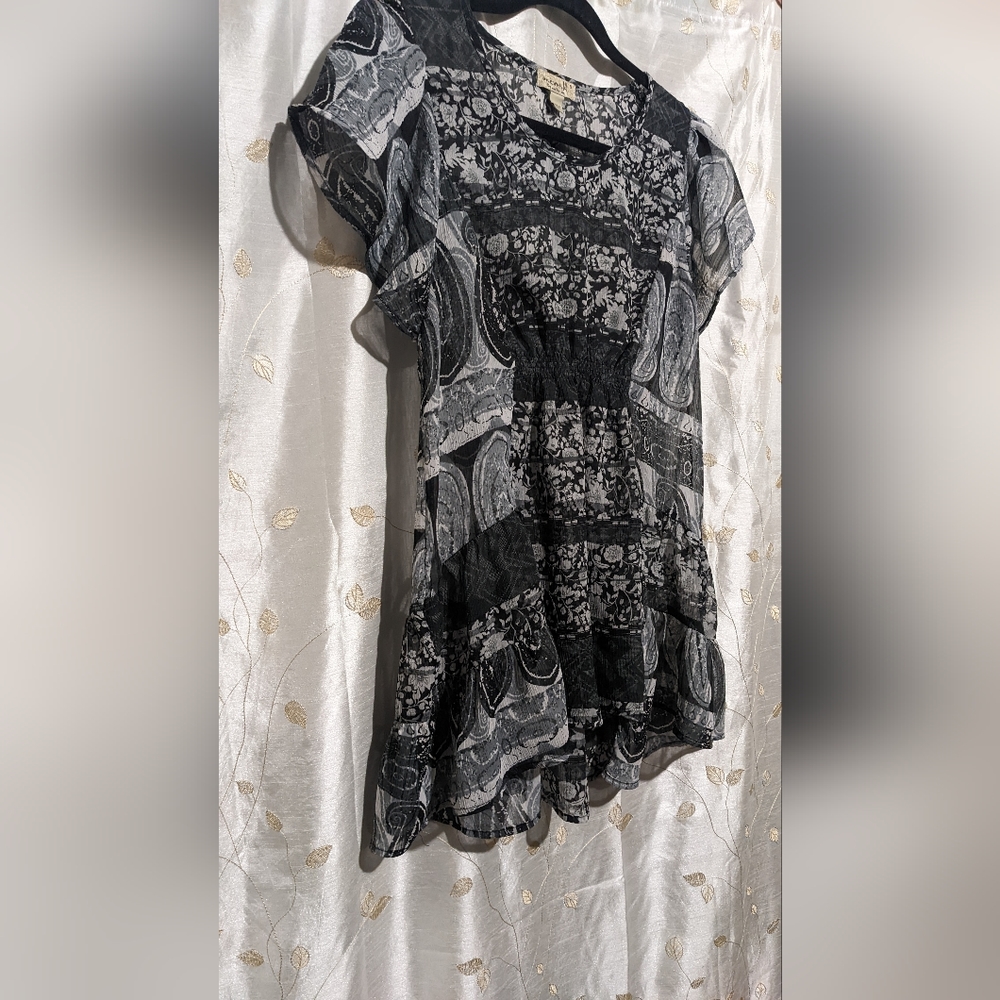 Pretty, Sheer, Flowy Multi Pattern Boho Chic Top … - image 2